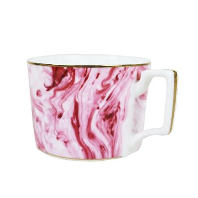 China Pink Porcelain 275ml Sublimation Coffee Mugs Classic Stocked Drinking Ware With Handles DIY Soup Tea Milk Ceramic Mugs for sale