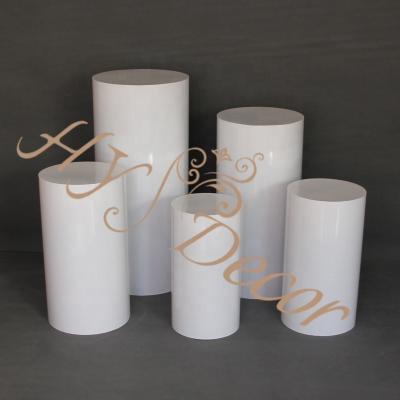 China Durable HY White Dessert Stand Birthday Pedestal Wedding Events Party Cylinder Plinth Decoration Cilindros Para Decoracion Party for sale