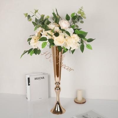 China Modern HY Table Home Decor Trumpet Vase Metal Flower Stand Centerpieces Design Wedding Event Decoration for sale