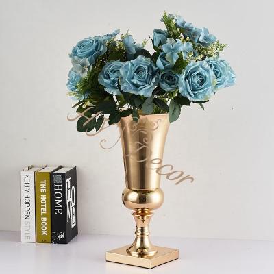 China Modern HY Wedding Supplies Vintage Flower Ball Holder Metal Vase Indoor Ornaments Trumpet Vase Centerpieces for sale