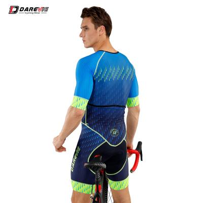 China Cycling Darevie Custom Bicycle Skin Suit Antibacterial Short Sleeve Bike Suits 3D Padded Skin Cycling Suit for sale