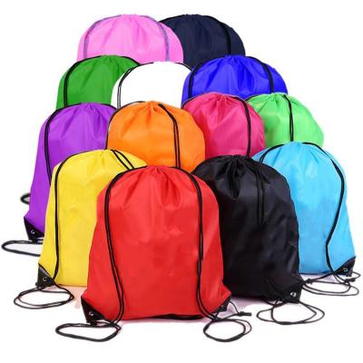 China Eco-Friendly Logo Printed Cheap Polyester Backpack School Gym Bag Eco-friendly Custom Drawstring Bag for sale