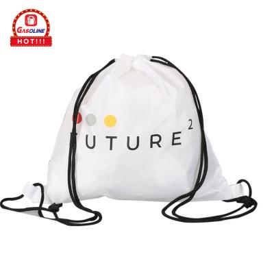 China Logo Printed Cheap Gym Sports Eco Friendly Customized Packaging Polyester Fitness Shopping Drawstring Bag for sale