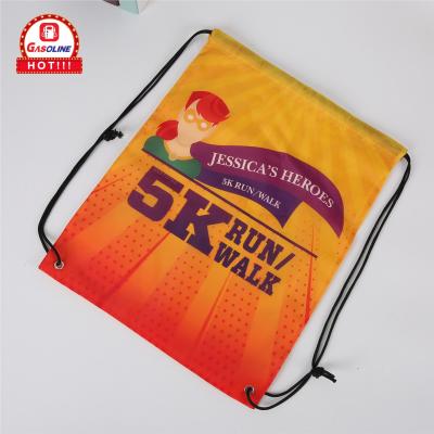 China Backpack Suction String Bag Eco-Friendly High Quality Polyester Drawstring Bag With Custom Logo for sale