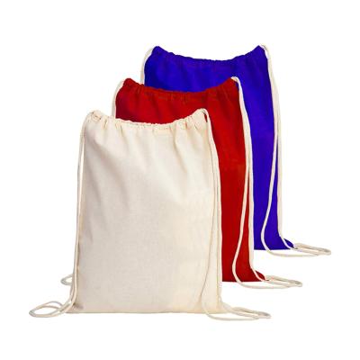 China Custom Logo Printed Fabric Cotton Drawstring Outdoor Sports Bags Reusable Cheap Eco Friendly Promotion Eco Friendly for sale