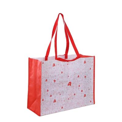 China Eco-Friendly Factory Price Customized Logo Handled Foldable Printed PP Woven Tote Shopping Bags for sale