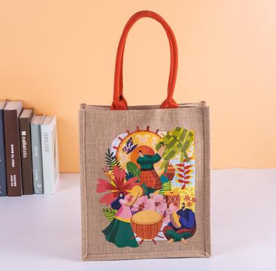 China Eco-Friendly Wholesale Factory Directly Sell Sublimation Printing Cotton Jute Bag Reusable Folding Shopping Bag for sale