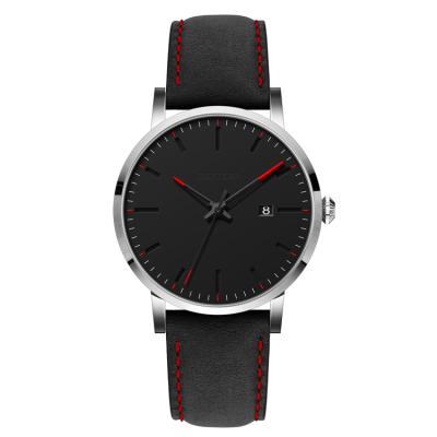 China Wholesale Cheap Customized Logo Oem Odm Wrist Watch Auto Date Leather Strap For Men Mens Watch for sale