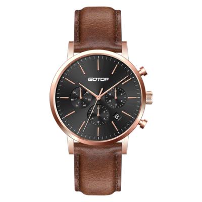 China 2021 Ss726 40mm Water Resistant Luxury Men's Custom Logo Leather Watch Chronograph Watch Chronograph Watch for sale