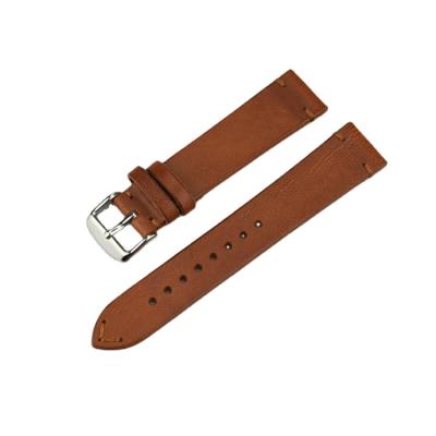 China Retro Brown Calfskin Leather Strap 20mm Width Genuine Exquisite Workmanship Watch Band Brown Leather Strap For Luxury Watch for sale