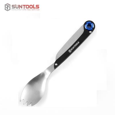 China Multifunctional Outdoor Portable Folding Tableware Stainless Steel Cutlery Set Spoon Fork Portable Folding Knife for sale