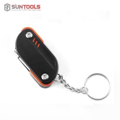 China Funcational Mini Camp Key Chain Ring Keychain Fold Pocket Multi Key Chain Outdoor Knife Survive Instrument Multi Tool With LED Light for sale