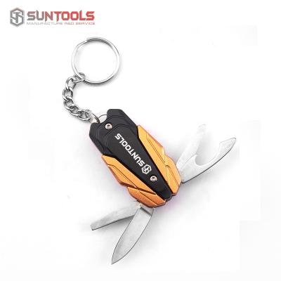 China New Arrival Multi Aluminum Handle Funcational Stainless Steel 5 In 1 Multi Function Gift Small Key Chain Knife for sale