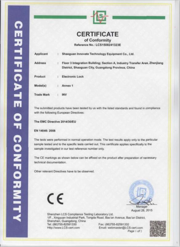 CE - Shaoguan Innovate Technology Equipment Corporation Ltd.