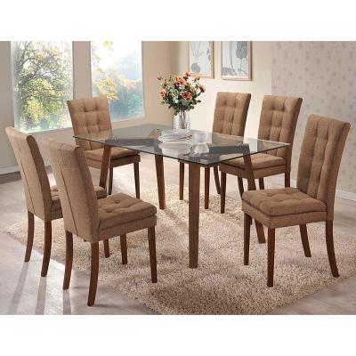 China Modern Home Furniture 6 Chairs Glass Dining Table Set TSDT17054 for sale