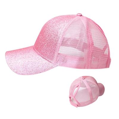 China COMMON Top Selling Ponytail Mesh Hat, Summer Ponytail Baseball Woman Girls Fashion Hats With Custom Brands for sale