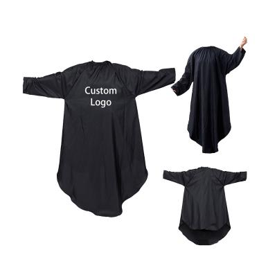 China Custom Hairdresser Cape Logo Barber Salon Hair Long Sleeve Hair Cutting Cape Polyester Waterproof Haircut Gown Beauty for sale