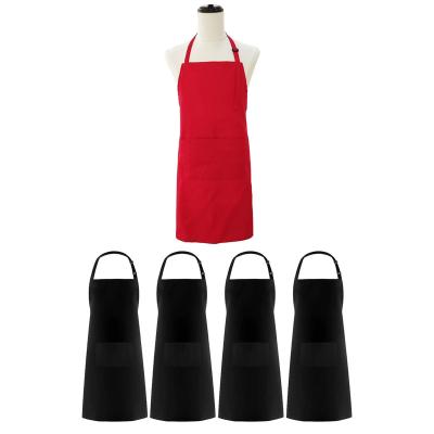 China Unisex Apron Customized Logo Polyester Cooking Aprons With Bib Pockets Adjustable Neck Band Server Cooking Aprons For Men for sale