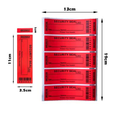 China Red Custom Size Void Warranty Label Sticker Tamper Proof Security Packing Self Seal for sale