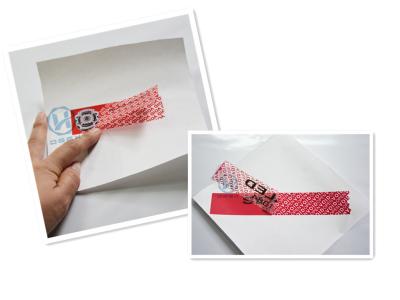 China PET Adhesive Security Labels / Tamper Proof Tags With Water Glue for sale