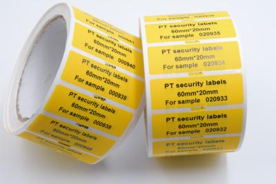 China PET Film Security Seal Total Transfer Tamper Evident Label Material for sale