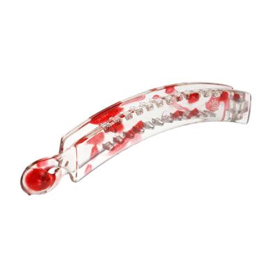 China Anniversary ; commitment ; present ; part ; wedding ; The advertisement ; birthday bright spot crimson ladies fashion transparent plastic hair clips for sale