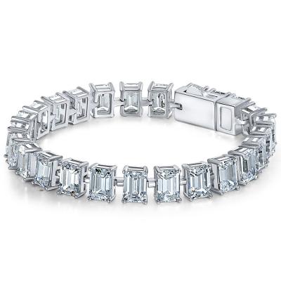 China CLASSIC 925 Sterling Silver Emerald Cut Created Moissanite Tennis Bracelets Fine Jewelry Wholesale for sale