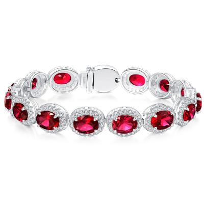 China The CLASSIC 925 Sterling Silver Created Moissanite Ruby charms bracelets wholesale for sale