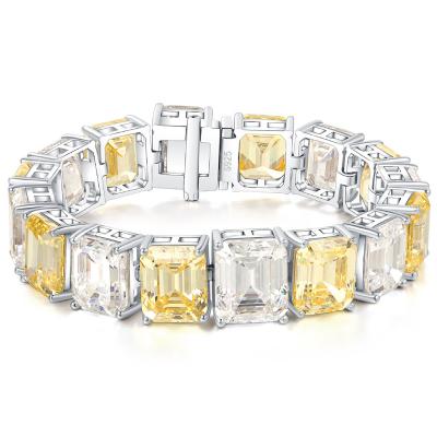 China CLASSIC 925 Sterling Silver Created Moissanite Citrine Tennis Bracelets Wholesale for sale