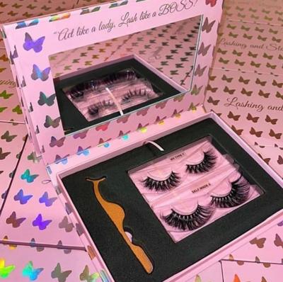 China Natural Cruelty Free Siberian whips custom real mink 3d volume private logo OEM luxury lashbox with mirror eyelash book for sale