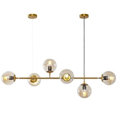 China Modern Residential Nordic Strip Glass Ball Pendant Light Molecular Chandeliers For Homedecor Bedroom Living Room for sale