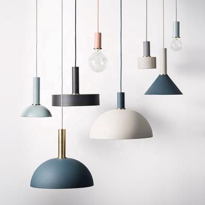 China Macaron DIY 7 Colors Macaron Light Modern Aluminum Pendant Nordic Hanging Lamp for sale