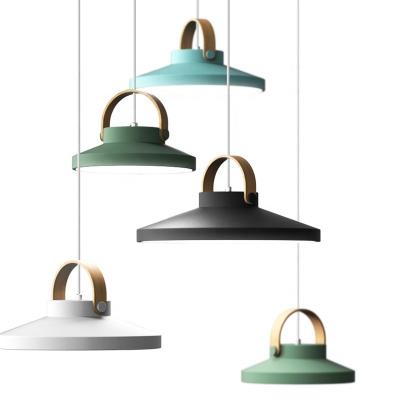 China Residential Nordic Ring Pendant Light Modern Minimalist Macaron Wood Chandelier for Living Room Home Decor for sale