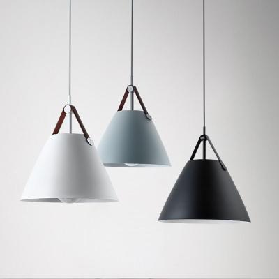 China Macaron Residential Nordic Metal Ceiling Pendant Light Modern Indoor Lamp with Leather for Living Room, Cafe and Bar for sale