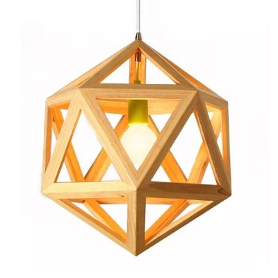 China Handmade Wooden Pendant Light Ceiling Lamp Hanging Creative Nordic Nordic Wooden Solid Wood Lamp for sale