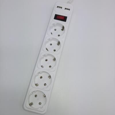 China 2.1A USB Port Surge Protector Residential / General Purpose German Type Electrical Extension Socket Extend Socket for sale