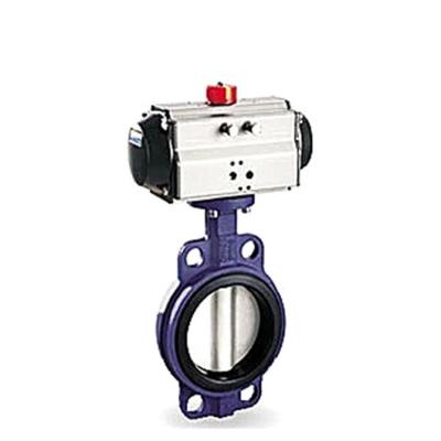 China Wafer Ductile Iron PTFE Seat Butterfly Valve Air Actuator Single Acting Butterfly Valve for sale