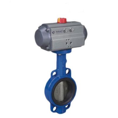 중국 DN300 Pn16 Pneumatic Butterfly Valve 스테인리스 스틸 유연 철 웨이퍼 나비 밸브 판매용