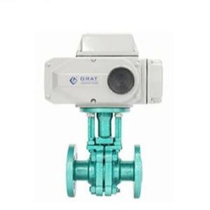 China Full Lined Ceramic Flanged Motorized Ball Valve For Acid Waste Water for sale