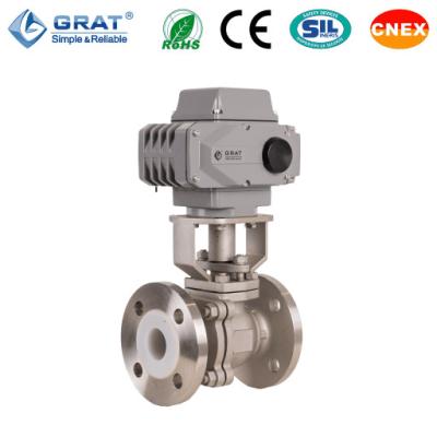 China Fluorine Lined Electric Operated Ball Valve Flange Connection Corrosion-Resistant for sale