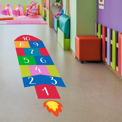 China Digital Rocket Hopscotch Game Wall Stickers Self-adhesive Matte Material Cartoon Floor Stickers Nursery Kids Room Self-adhesive Waterproof Removable Non-slip Room for sale