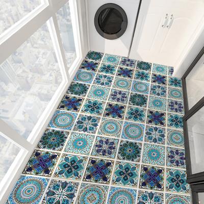 China Home Decor Wallpaper 50*100cm Blue Mandala Pattern Matte Film Tile Bathroom Self Adhesive Waterproof Removable Sticker Peel and Stick Waterproof Wall Stickers for sale