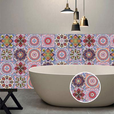 China 10/15/20 cm Tile Film Self Adhesive Removable Waterproof Self Adhesive Mandala Style Crystal Hard Tile Film Self Adhesive Sticker Decor Colorful Wall Decals for sale