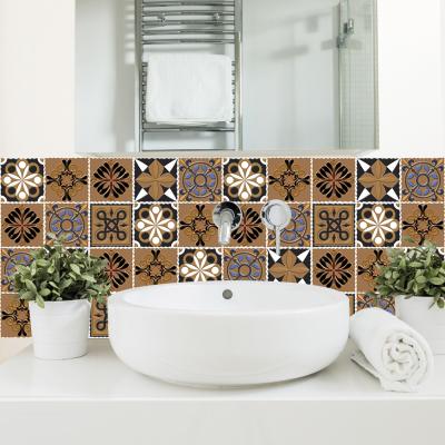 China Crystal Hard Film Tiles Style Brown Bohemia Self Adhesive Removable Wallpaper Self Adhesive Waterproof Removable Home Wall Stickers Kitchen Decor Sticker for sale