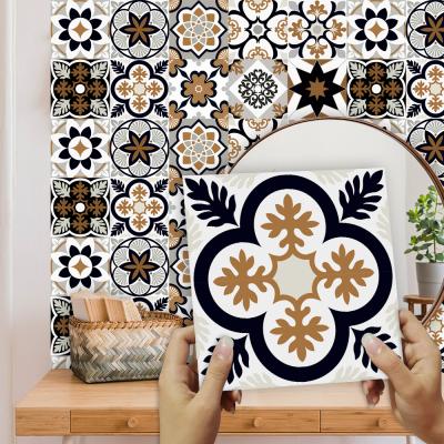 China Retro Pattern Film Simulation Tile Self Adhesive Removable Outdoor Bright Living Room Decor Decor Skin And Stick Home Waterproof PVC Wall Stickers for sale