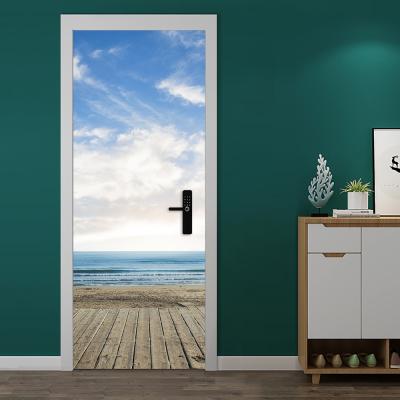 China 2pcs/set Beach Sea Pattern Removable Waterproof Wear-resistant Non-slip DIY Art Mural Door Stickers Home Decor Peel and Stick Waterproof Wallpaper Wall Stickers for sale