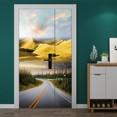 China Road 6models Beauty Removable Self-adhesive Non-slip Wall Stickers Removable Art Mural Door Sticker Home Decor Waterproof and Wear-resistant for sale