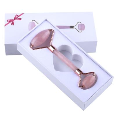 China Wholesale 2019 Best New Product Portable/Cool/Comfortable High Quality Natural Pink Jade Double Rollers/Roller Stone Massager For Face for sale