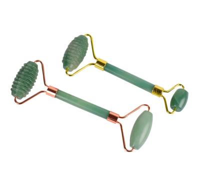 China New product portable/cool/comfortable natural green jade roller stone dual rollers/stone massager for face for sale