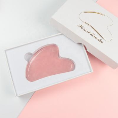 China Heart Stone Guasha Tool Pink Rose Quartz Jade Facial Body Massage 100% Natural Portable/Cool/Comfortable Shape Gua Sha For Face for sale